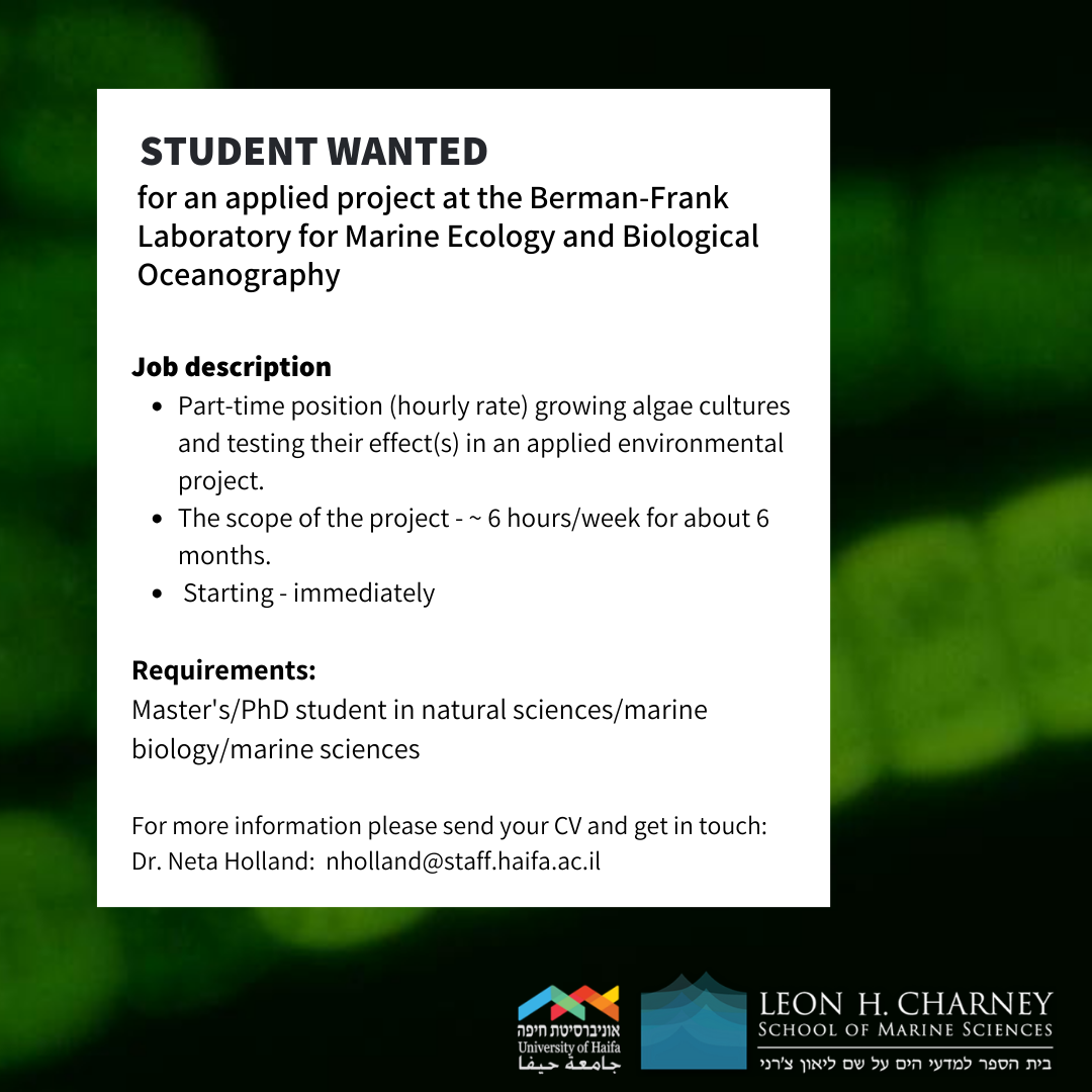 Read more about the article STUDENT OPPORTUNITY!  Join the Berman-Frank Lab for an exciting applied project